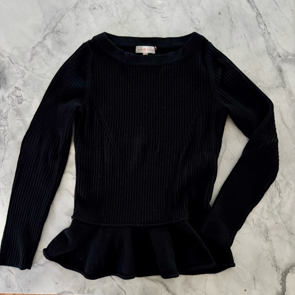 Tory Burch Black Peplum Sweater